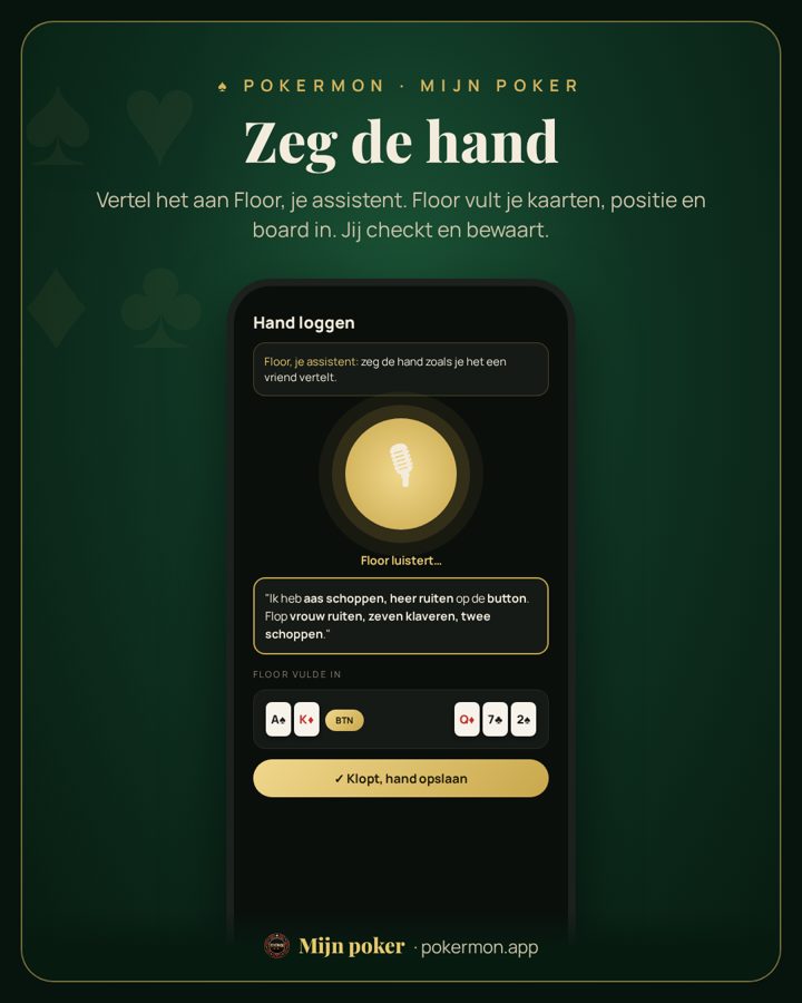 Zeg de hand — scherm van Mijn poker