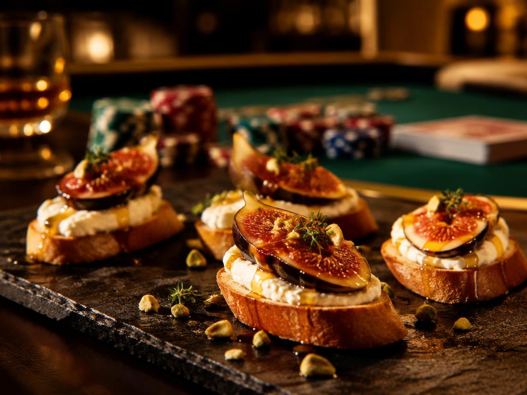 Crostini met geitenkaas en vijg (Casino Royale Crostini) — catering voor poker- en casinoavond