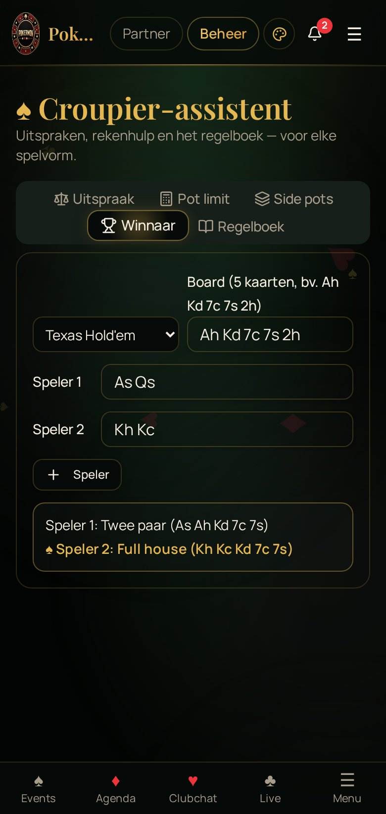 Winnaar bepalen op de telefoon