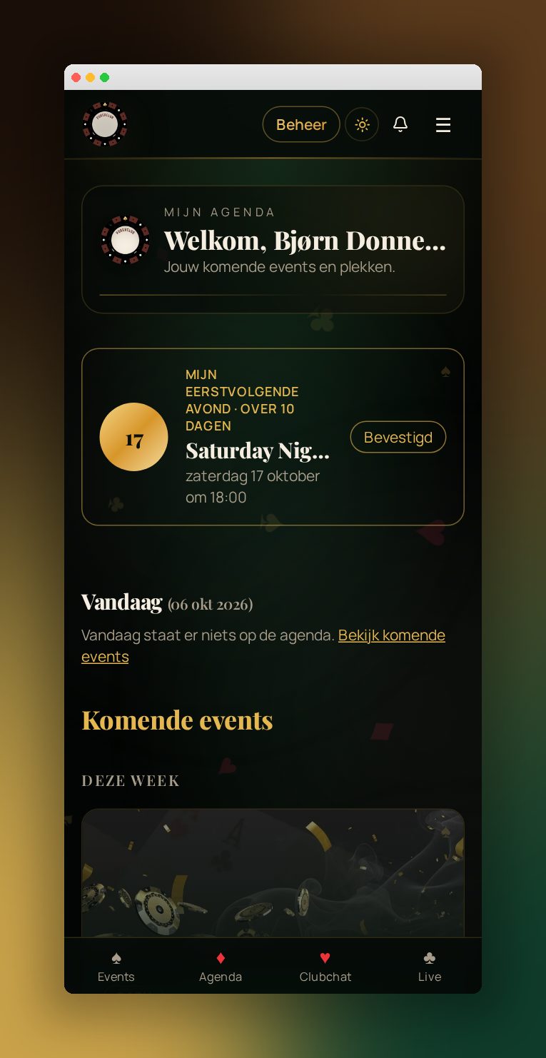 Mitglieder-Startseite auf dem Handy