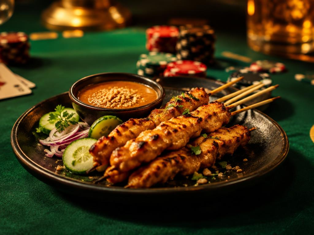 Kipspiesjes met satésaus (Pocket Rockets) — catering voor poker- en casinoavond